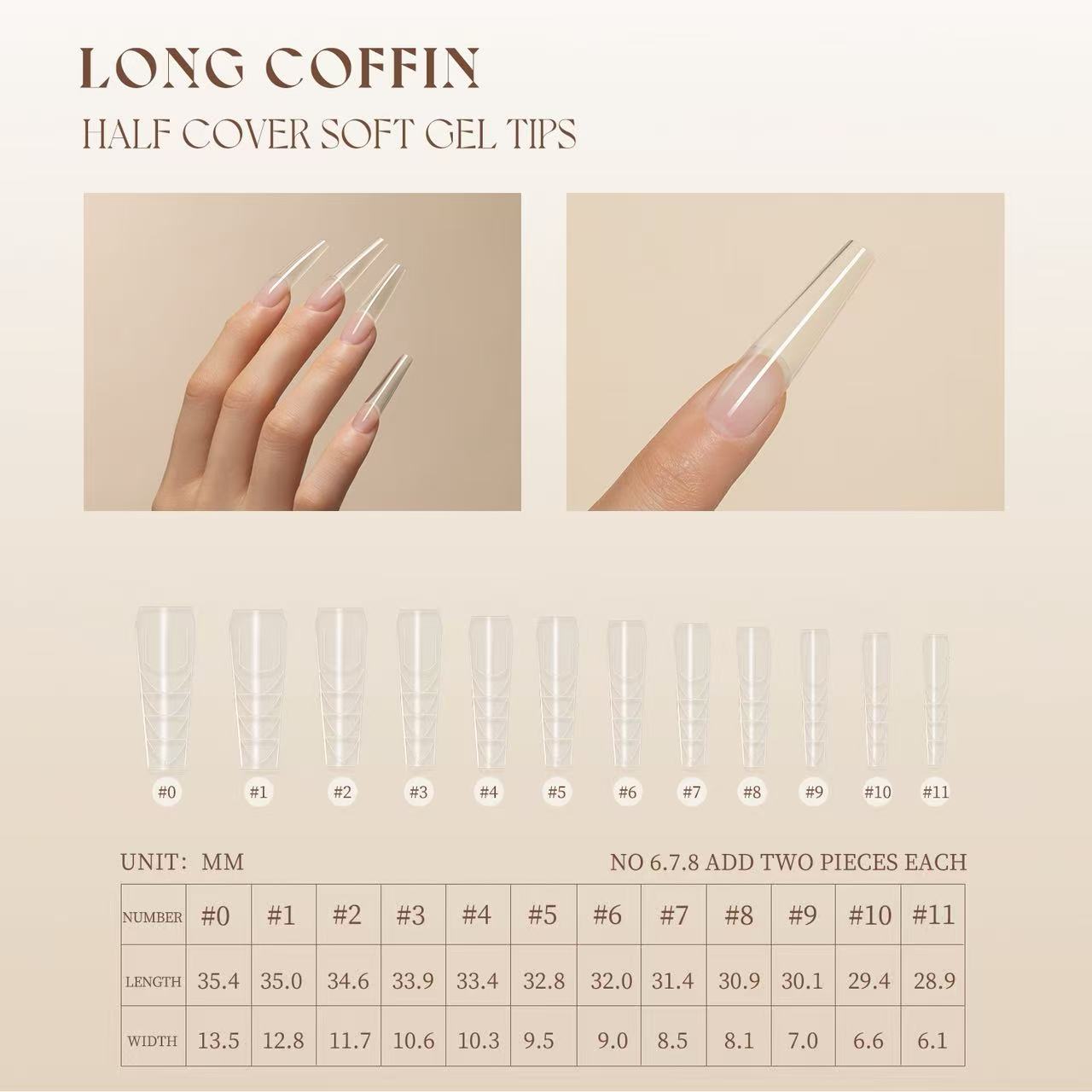 Gulauri Half Cover Soft Gel Tips - Long Coffin 240pce