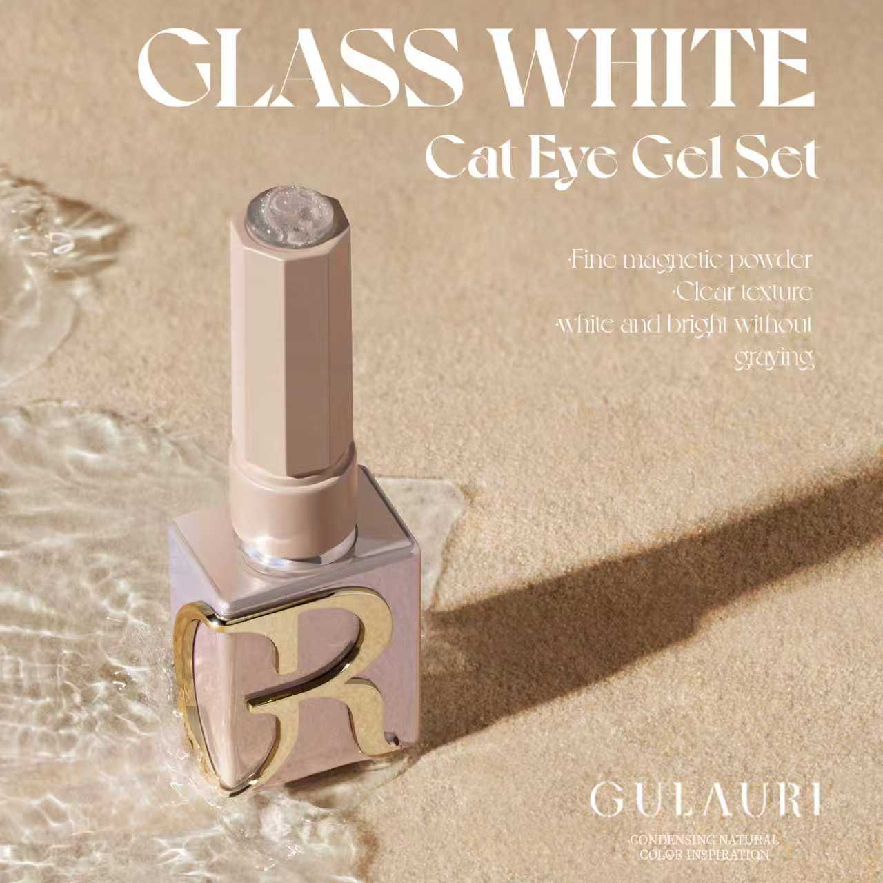 Gulauri White Glass Cat Eye 3pk