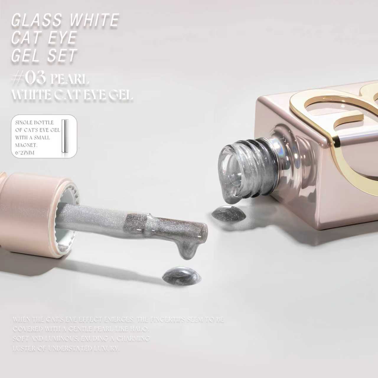 Gulauri White Glass Cat Eye 3pk