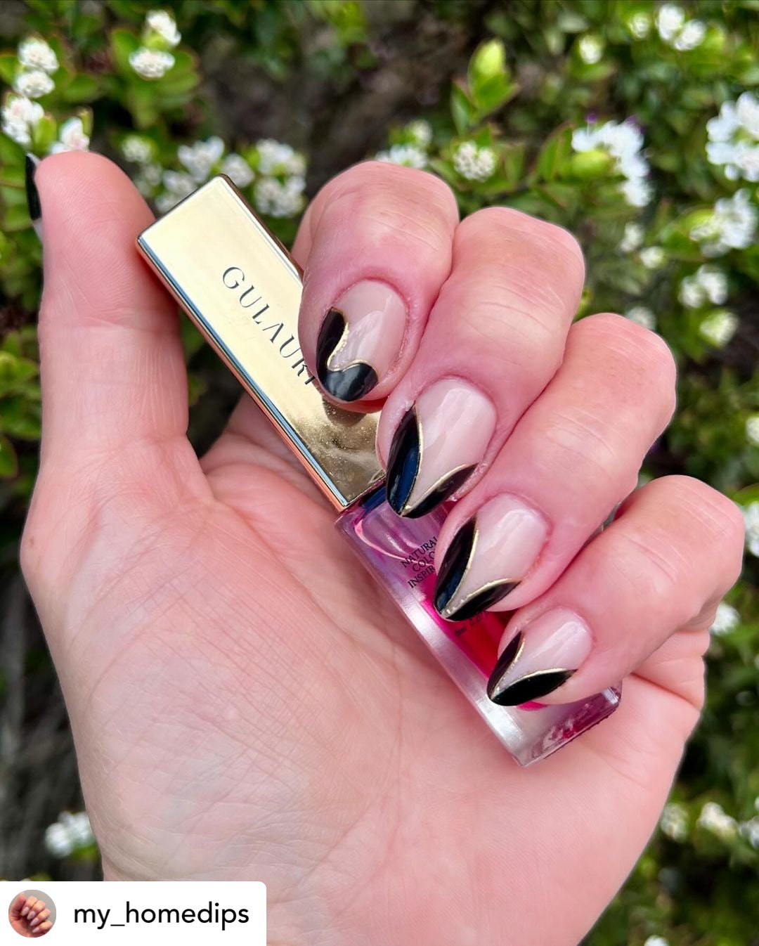 Press On Gel Nails - Black Dior