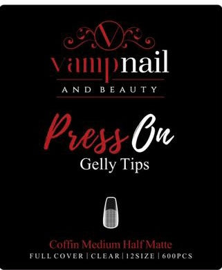 Vamp Soft Gel Tips - Coffin Medium Matte