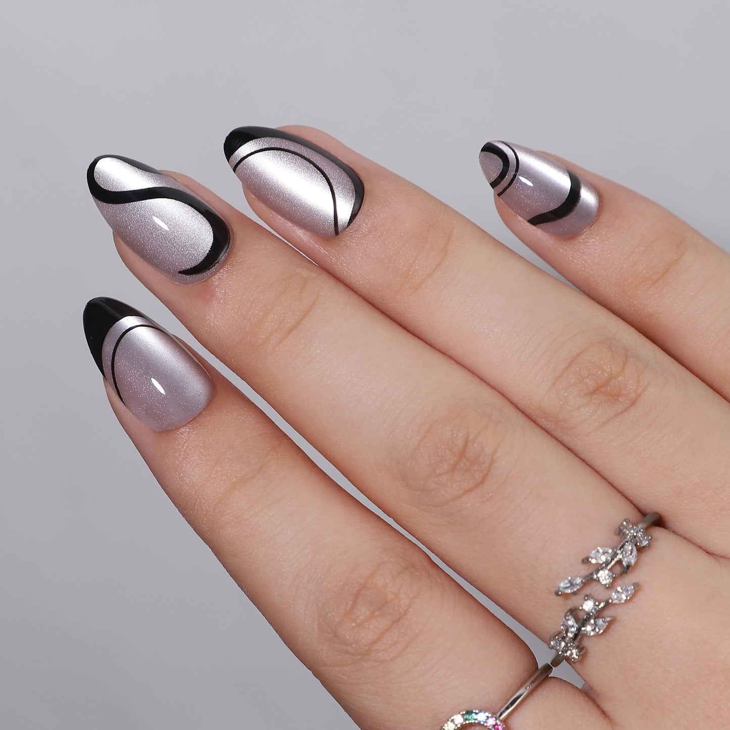 Press on Gel Nails - Onyx Swirl