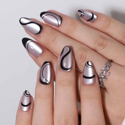 Press on Gel Nails - Onyx Swirl