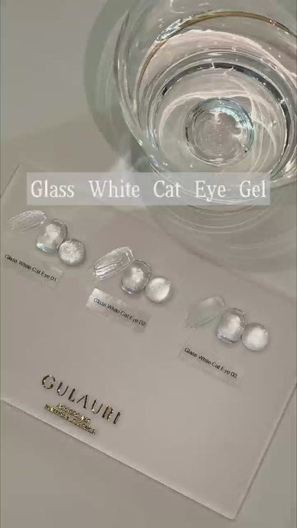 Gulauri White Glass Cat Eye 3pk
